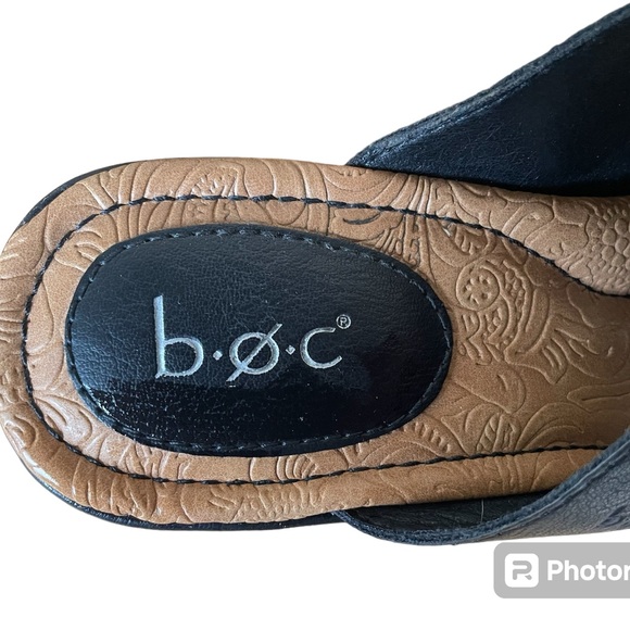 b.o.c Summer 11 Slide Sandals Slip on Wedge-Black -Manmade Upper - Women-Size 9 - Picture 7 of 9